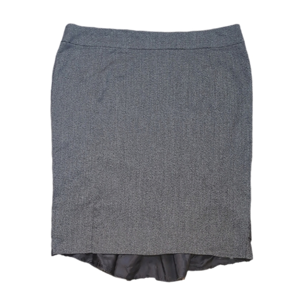 Ricki's Herringbone Pencil Skirt Ruffle Hem Grey Womens Plus Size 18 Office Suit